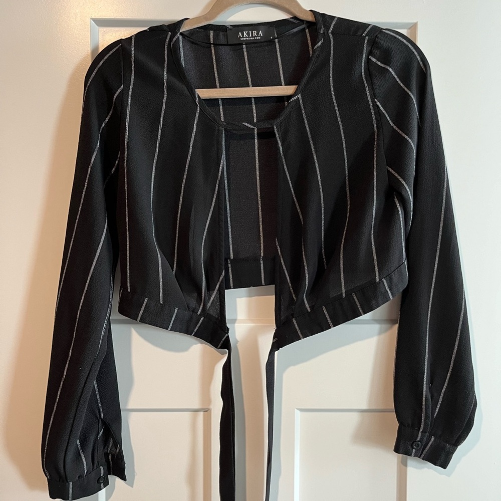 Akira Wrap Around Long Sleeve Crop Top